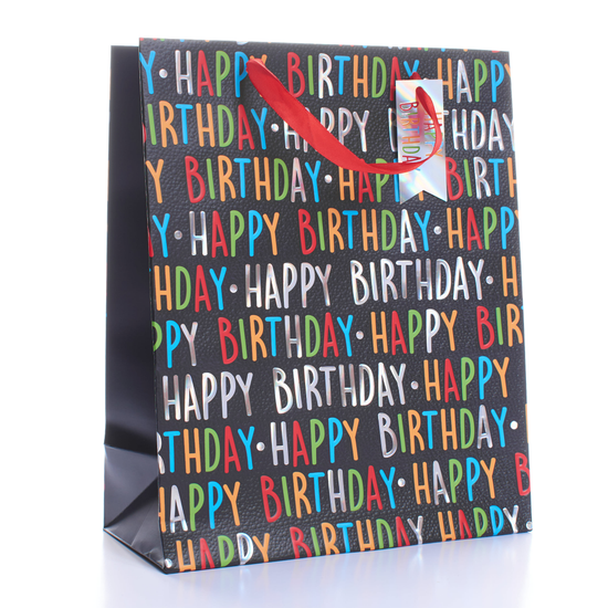 Gift Bag Birthday Text Generic Medium 6pk