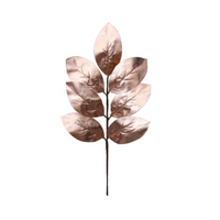 Rose Gold Glossy Magnolia Leaf Spray 55cm
