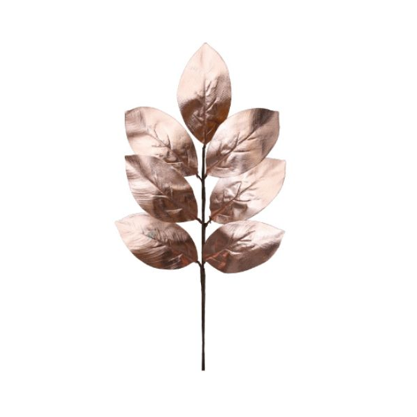 Rose Gold Glossy Magnolia Leaf Spray 55cm
