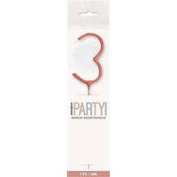 Unique Party Candle Sparkler Number 3 Rose Gold 7