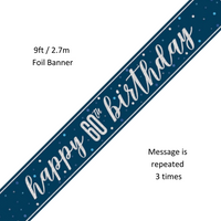 Unique Banner Blue Glitz Age 60 9ft