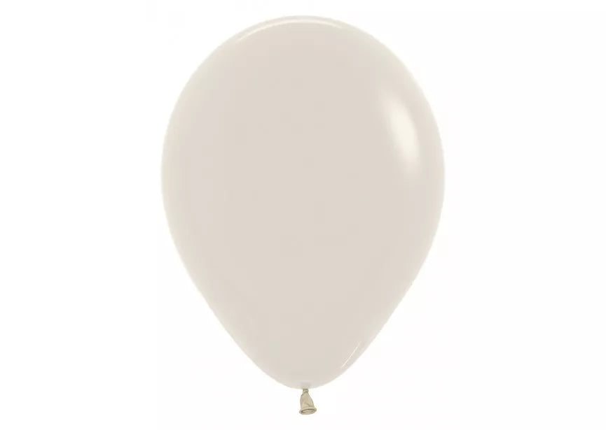 Sempertex Pastel Dusk Cream 12-inch latex balloons, 12-pack, perfect for decorating events with soft pastel colors.