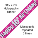 Oaktree Banner Age 16 Pink Holographic 9ft