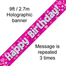 Oaktree Banner Happy Birthday Pink Holographic 9ft