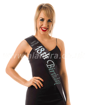 Alandra Satin Sash 18th Birthday Black