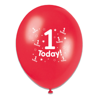 Age 1 Assorted Latex Balloons 6 x 8pk
