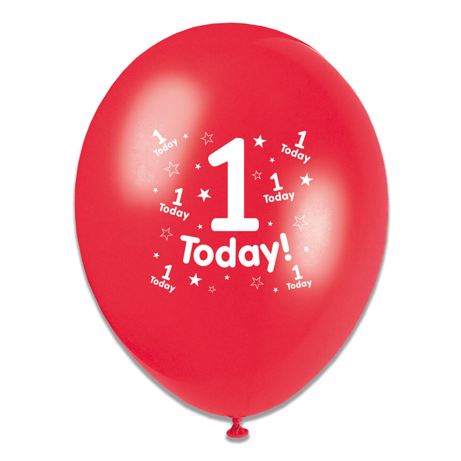 Age 1 Assorted Latex Balloons 6 x 8pk