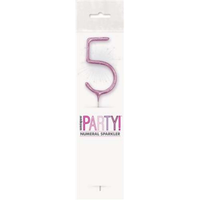 Unique Party Candle Sparkler Number 5 Pink 7