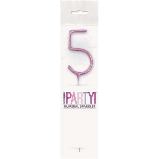 Unique Party Candle Sparkler Number 5 Pink 7