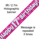 Oaktree Banner Age 17 Pink Holographic 9ft