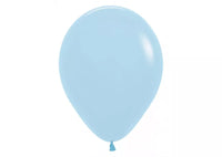 Sempertex Pastel Matte Blue 12-inch latex decorating balloons, 12-pack, ideal for parties and celebrations.