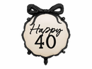 Black & Cream Happy 40th Birthday 18" Foil Balloon