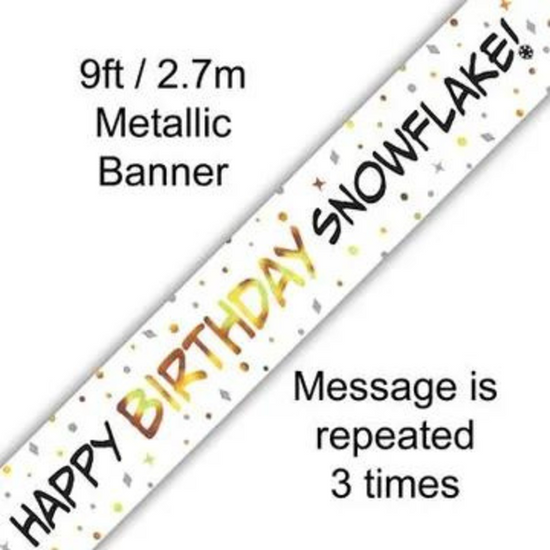 Oaktree Banner Happy Birthday Snowflake 9ft