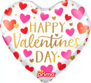 Prima Red, Pink & Gold Hearts 18-inch foil balloon with shiny metallic finish and festive heart design.