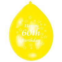 10 Latex Balloons 9" Birthday Age 60