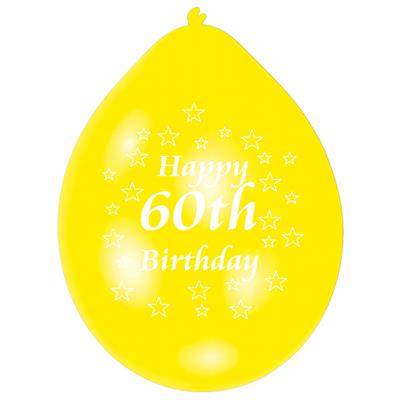 10 Latex Balloons 9" Birthday Age 60