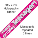 Oaktree Banner Birthday Teenager Hearts 9ft