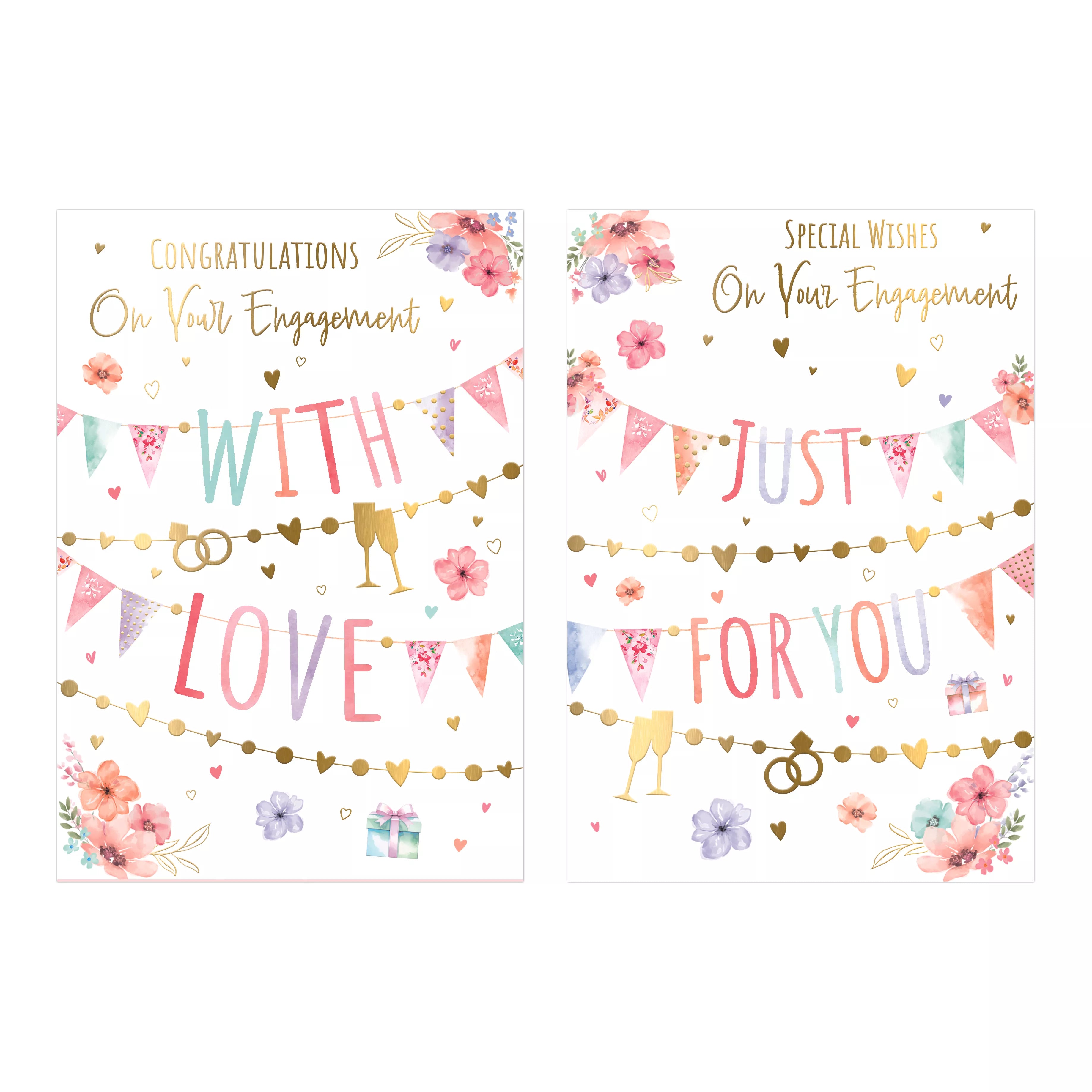 Poppyhill 12-pack C50 engagement cards featuring elegant floral designs and high-quality cardstock for special occasions