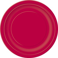 Unique 8 Pack Plates Ruby Red Round 9