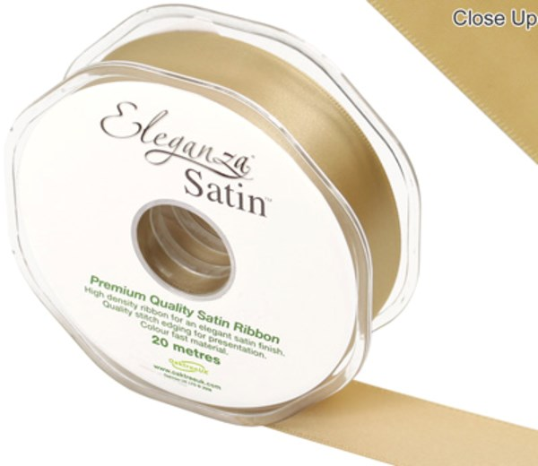 Eleganza Ribbon Double Faced Satin Gold 25mm x 20M
