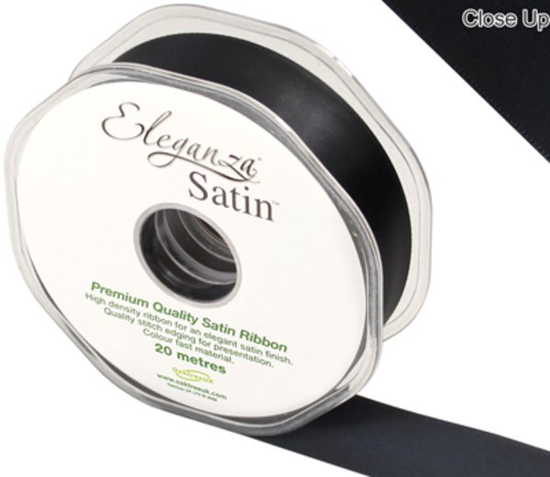 Eleganza Satin Ribbon Black 25mm x 20m