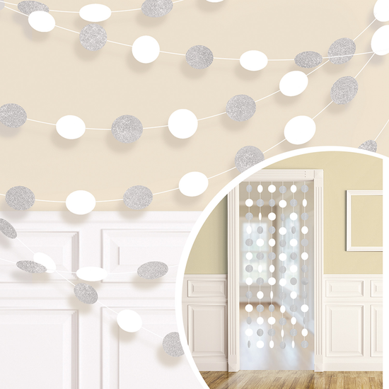 White Glitter String Decoration 2.13M