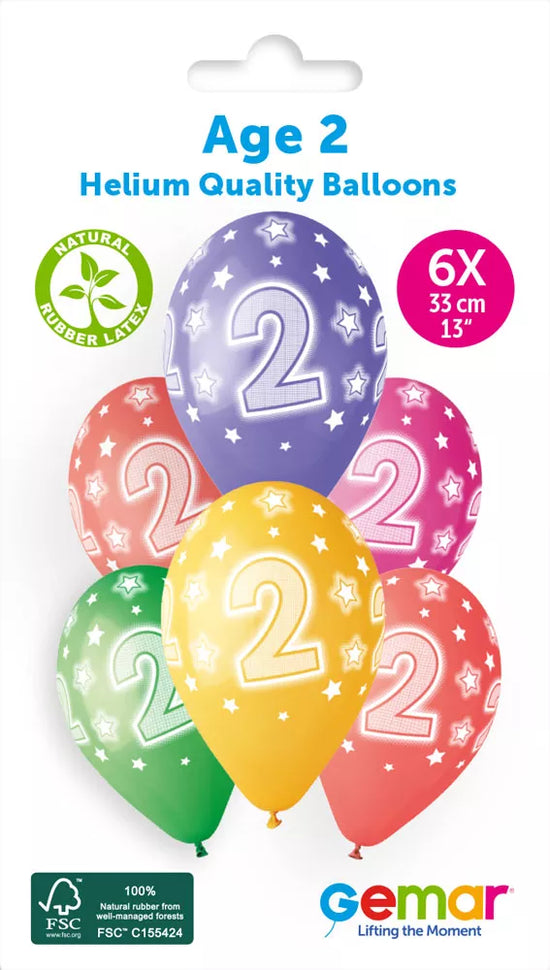 Gemar Cosmic Stars Age 2 13" Latex Balloons 6pk