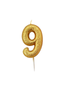 Creative Party Candle Number 9 Glitter Gold 7cm