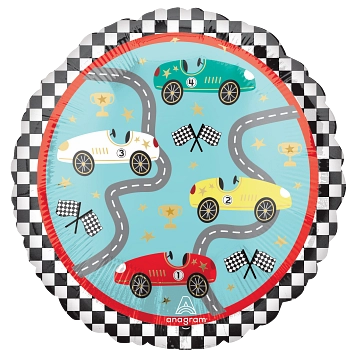 Anagram Foil Balloon Race Cars 18" (Double-Sided)