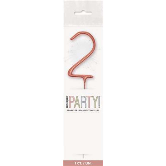 Unique Party Candle Sparkler Number 2 Rose Gold 7