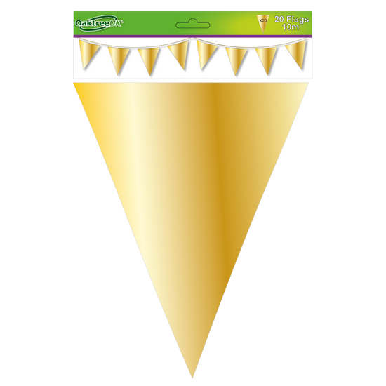 Flag Bunting Metallic Gold 10M (20 Flags)