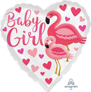 Anagram Flamingo Baby Girl 18" Heart Foil Balloon