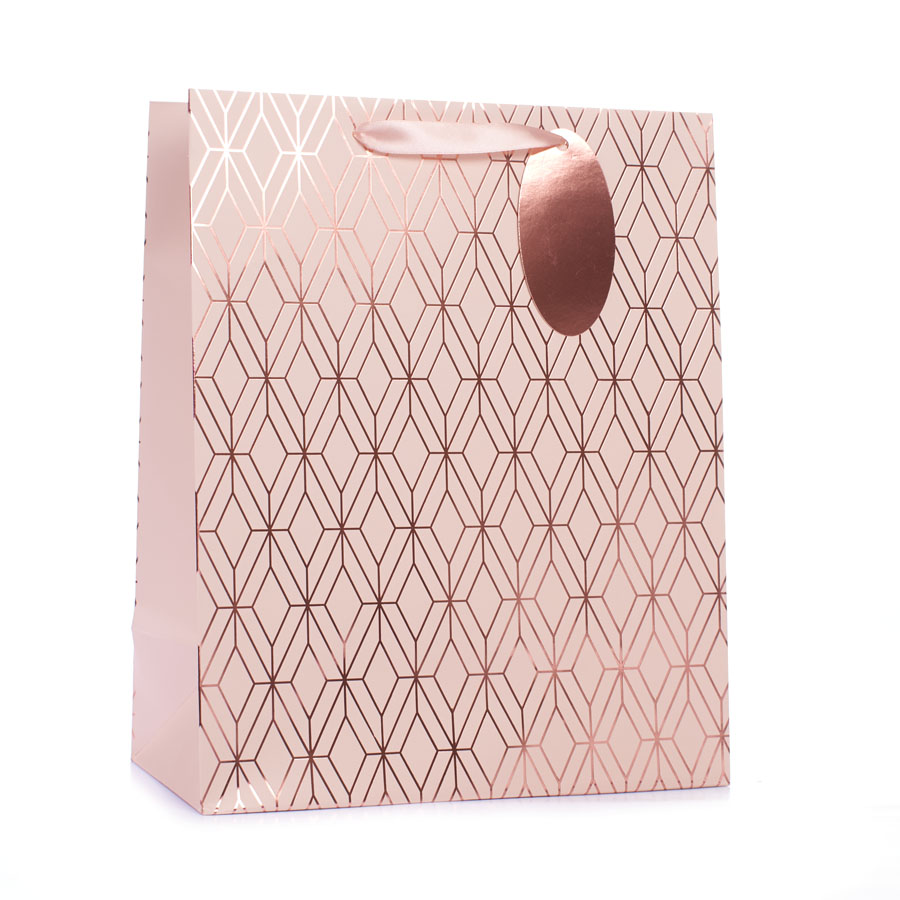 Tiger Feet 6 Pack Gift Bag Rose Gold Geo Medium
