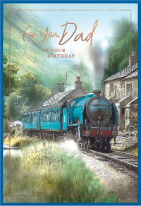 Set of six Simon Elvin C50 Birthday Dad cards featuring colorful designs and celebratory messages.