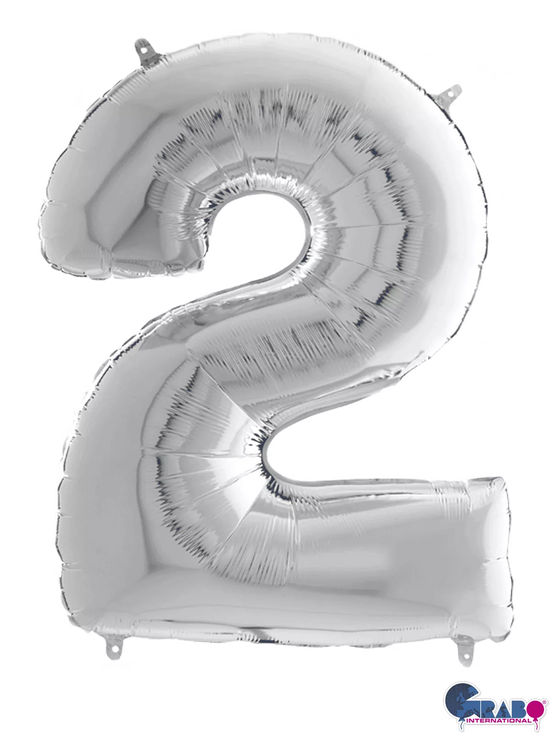 Grabo Foil Balloon Silver 26" Number 2