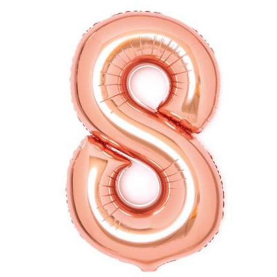 Anagram Foil Balloon Rose Gold 34" Number 8