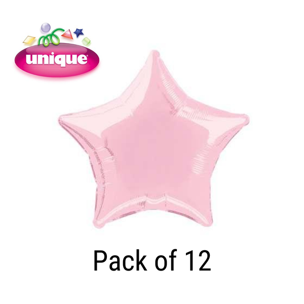 Unique 12 Pack Foil Balloon Pastel Pink Star 20