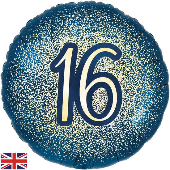 Oaktree Age 16 Navy & Gold 18" Foil Balloon