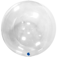 Clear 19-inch Grabo bubble foil balloon in a round globe shape with no valve, perfect for celebrations and decorations.