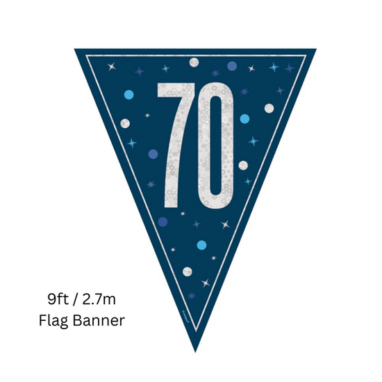 Unique Flag Banner Blue Glitz Age 70 9ft