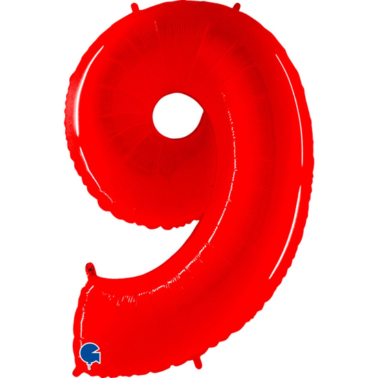 Grabo Foil Balloon Red Fluo 40" Number 9