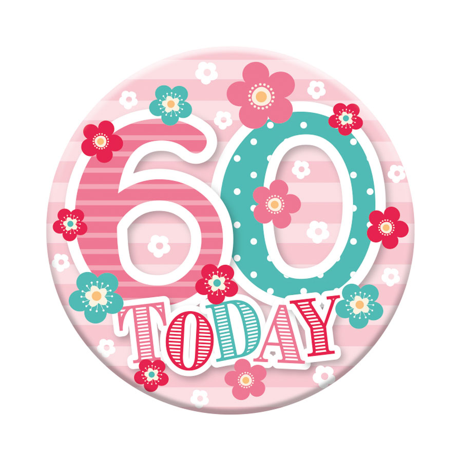 Six small Tiger Feet birthday badges with the number 60, perfect for celebrating a 60th birthday event.