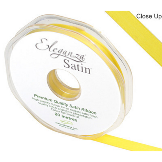 Eleganza Satin Ribbon Yellow 10mm x 20m