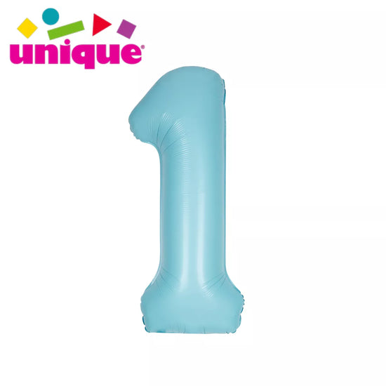 Unique Foil Balloon Matte Blue 34" Number 1