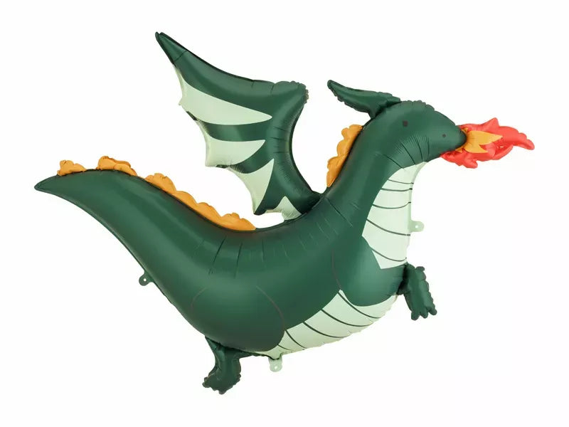 PartyDeco foil balloon in the shape of a colorful dragon, measuring 47 inches, perfect for festive celebrations.