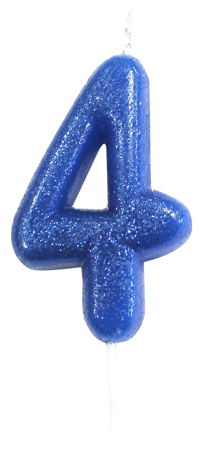 Creative Party Candle Number 4 Glitter Blue 7cm
