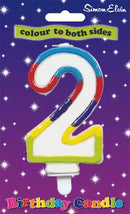 Simon Elvin multicolour number 2 party candle with glitter finish, ideal for birthday cakes and celebrations.