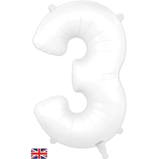 Oaktree Foil Balloon White 34" Number 3