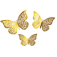 Gold 3D Adhesive Butterflies 12pk