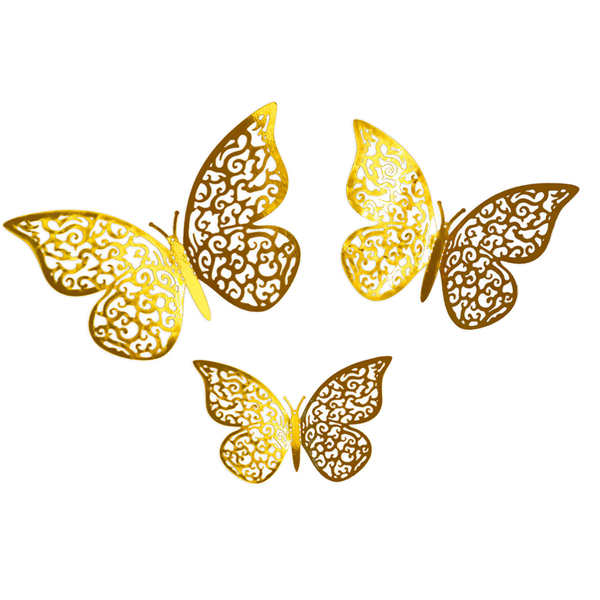 Gold 3D Adhesive Butterflies 12pk